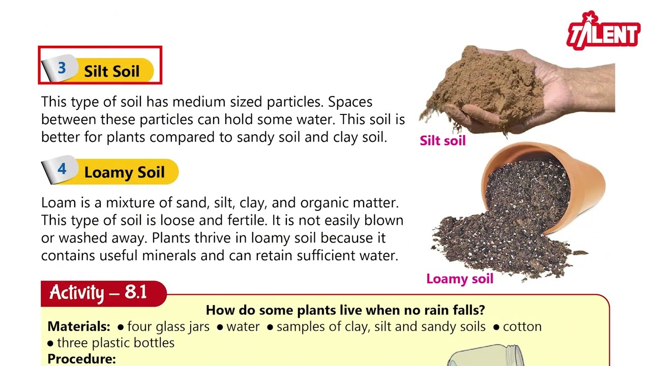 Talent Science 5|Unit 8|Types of Soil