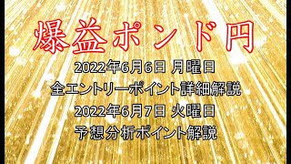 【勝億FX】ポンド円 2022年6月6,7日 月,火曜 予想分析ポイント解説と、学習用 全エントリーポイント詳細解説 GBPJPY 100％ 裁量 テクニカル 手法復習 練習動画