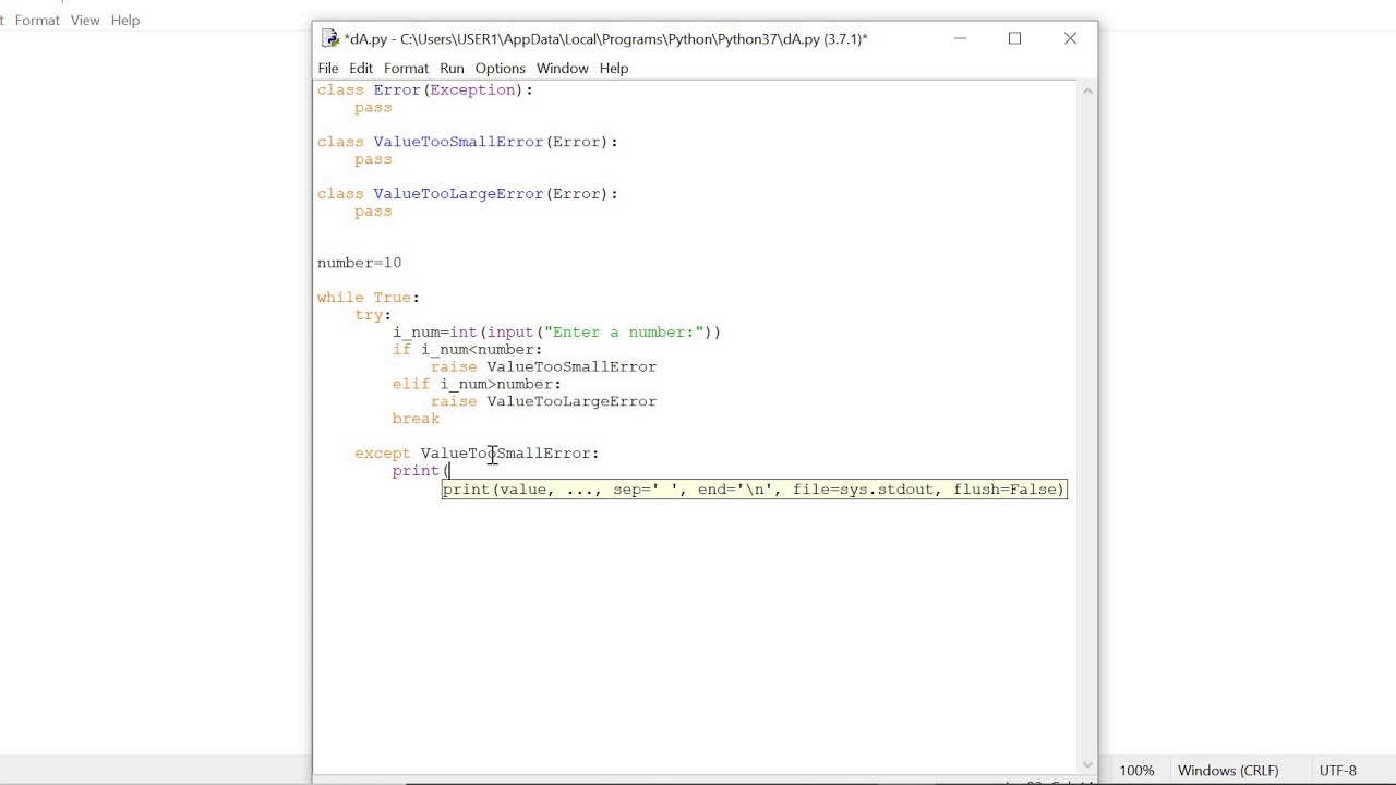 User- defined Exception Example in Python - YouTube