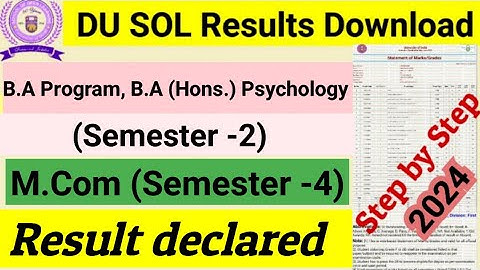 SOL BA (Prog.), BA (Hons.) Psychology Second Semester Result Declared May June Exam 2024