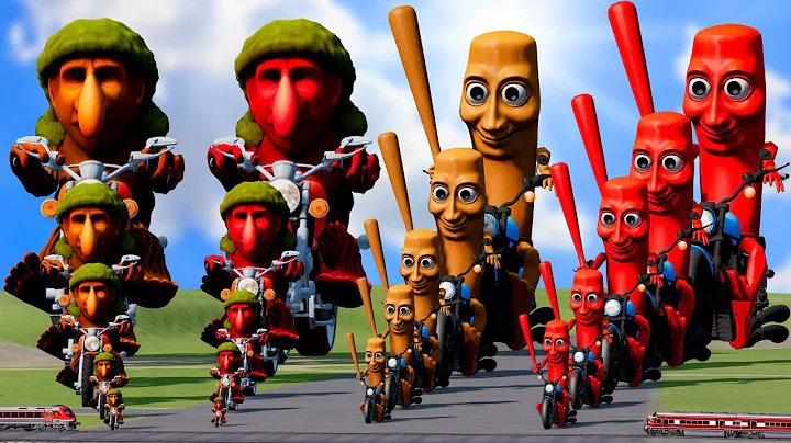 Big & Small Tung Tung Sahur on a motorcycle vs Big & Small Brr Brr Patapim on a motorcycle vs Trains