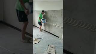 طريقة سريعة لأظافة المعجون علئ الجدار او الحائط👌🌹❤شغل يدوي