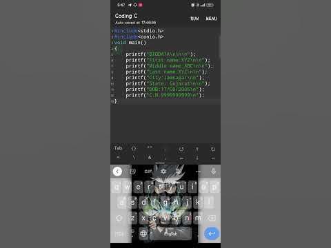 Write a C program to print your Biodata. C language program #clanguage# ...