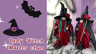 Scandinavian gnome lady witch for Halloween, gnome in cloak, decor for halloween pattern Etsy