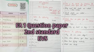 FA 1 Question paper 2nd standard EVS Environment science 25 marks paper NCERT KSEAB Karnataka state