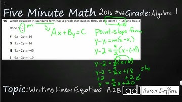 Algebra 1 STAAR Practice Writing Linear Equations in Various Forms (A.2B  - #1)