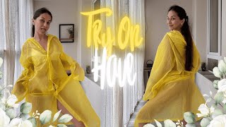 4K Transparent Raincoat Try-On Cleaning Haul Soft Blue Instantmood-Booster