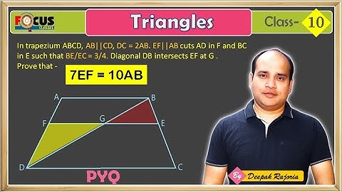 In trapezium ABCD, AB || CD, DC = 2AB. EF | |AB cuts AD in F and BC in E such that BE/EC = 3/4