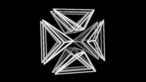 Cells-16-monochrome. Rotation in four-dimensional space. 4D. Fourth dimension. Hyperspace.
