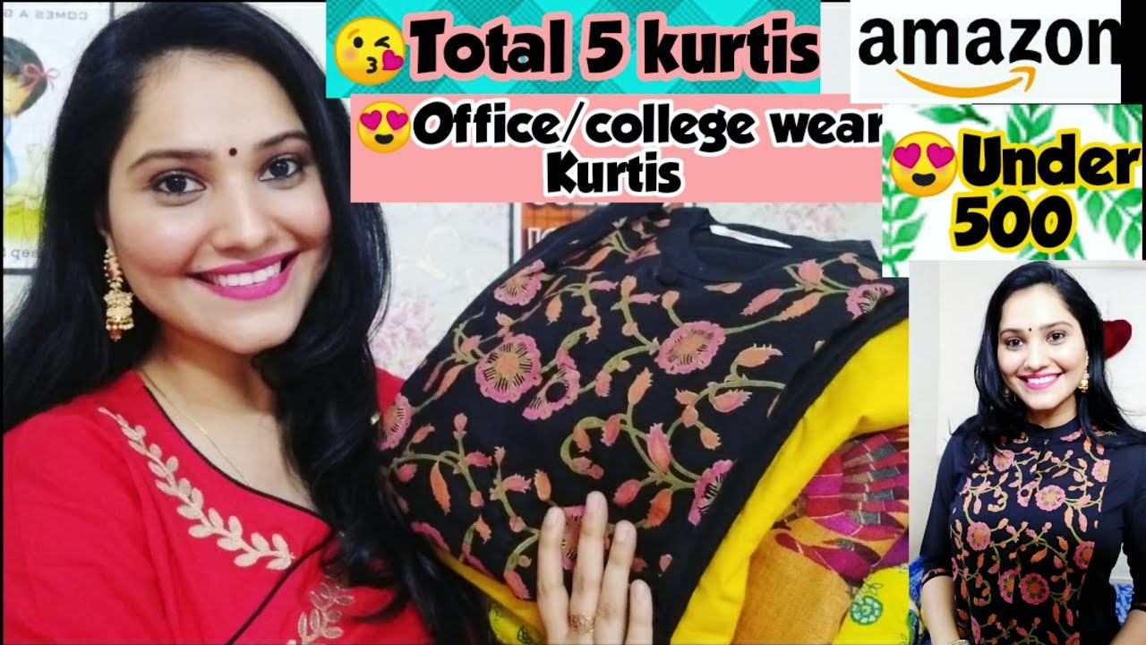 Amazon Kurti Haul Under 500 | Amazon Kurta Palazzo Set under 500 | Cotton  kurti | Summer Kurti Haul - YouTube