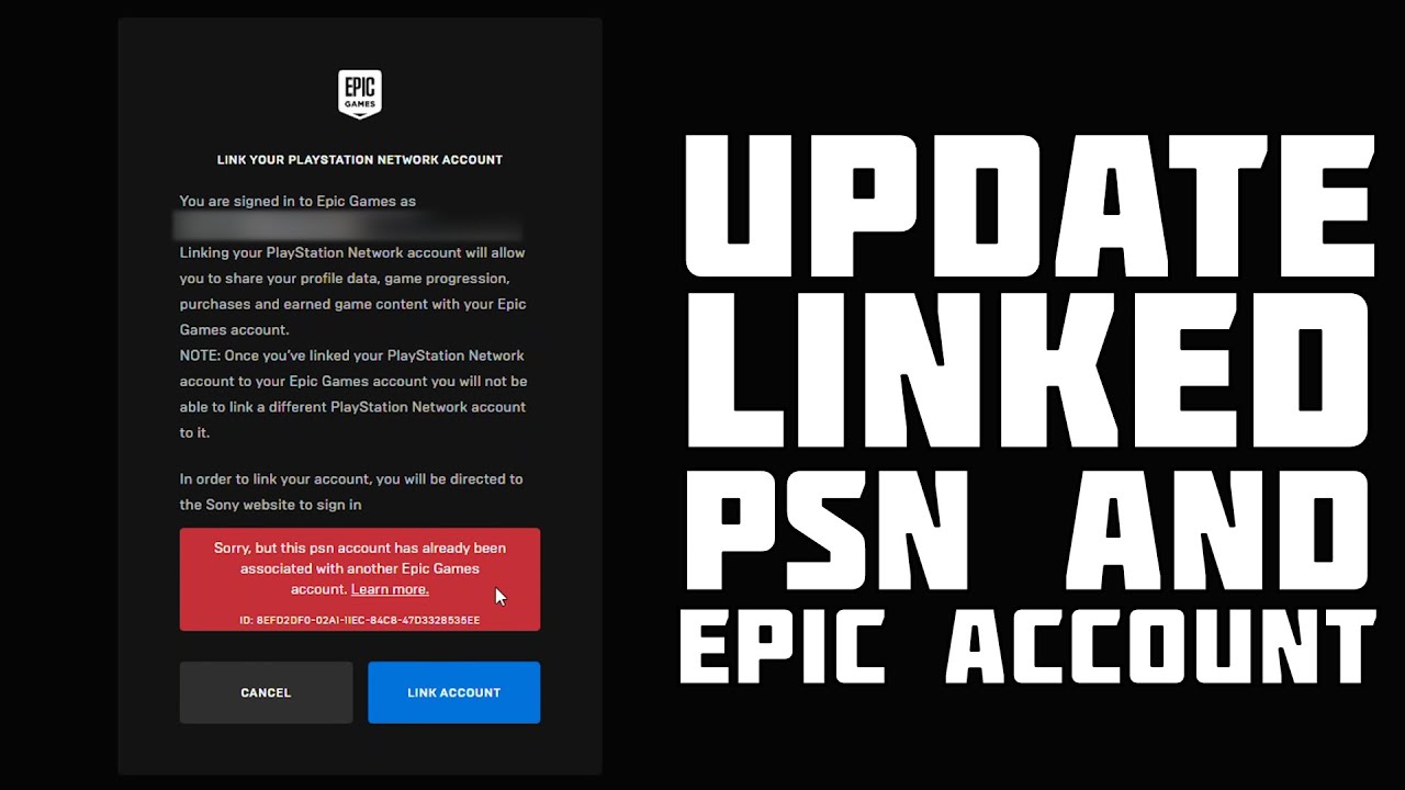 How To Fix Psn Account Has Already Been Associated With Another Epic Games Account Youtube