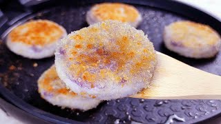 Purple sweet potato with glutinous rice cake Crispy outside Very soft inside ▏Gabaomom Cuisine