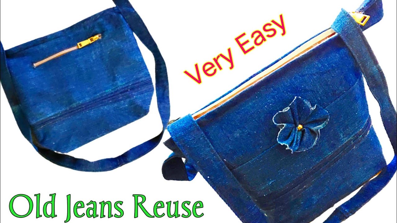 How to make Square Bag From Old Jeans // Square Bag Banana - YouTube