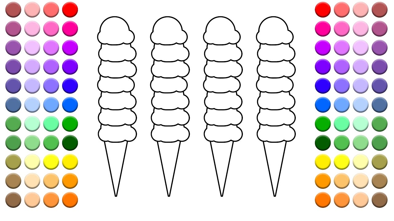 Learn to Color for Kids and Color this Many Scoops Ice Cream Cone Coloring Page - YouTube
