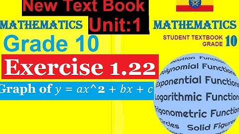 Mathematics Grade 10 Unit-1 Exercise 1.22:- Graph 𝑜𝑓 𝑦 =  𝑎𝑥^2 + 𝑏𝑥 + 𝑐@mathT_21
