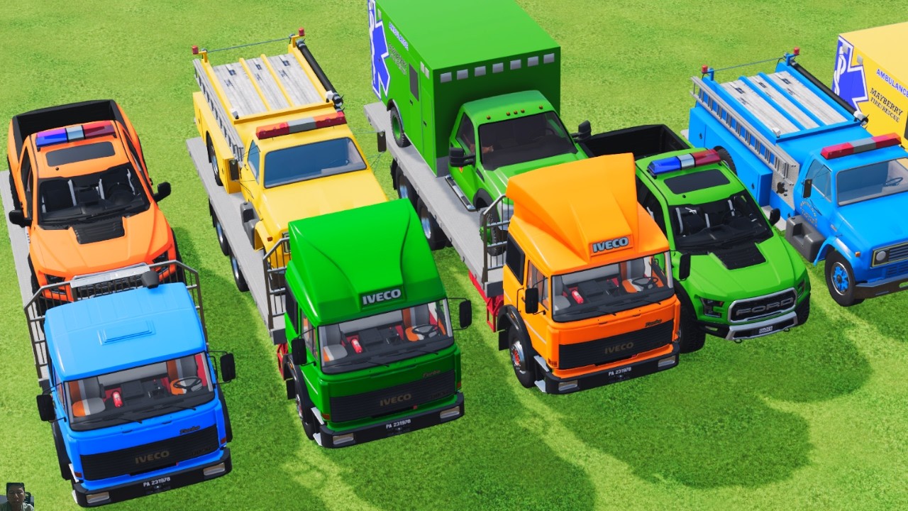 Перевозка полицейских машин, машин скорой помощи, пожарных машин, красочных автомобилей с грузови...