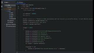 ATM | Programming code for (JAVA). 