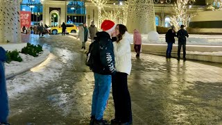 Romantic Winter Atmosphere. Moscow Walk - Paveletskaya・4K