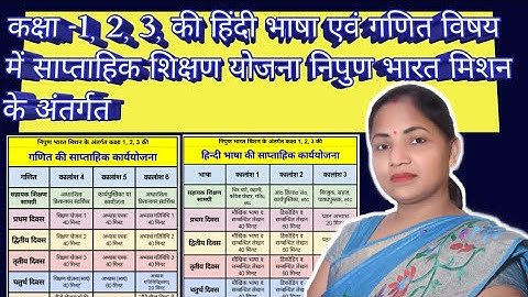 निपुण भारत मिशन के अंतर्गत कक्षा -1,2,3, की हिंदी भाषा एवं गणित विषय में साप्ताहिक कार्य योजना