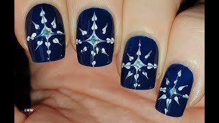 Dry Marble Blue SNOWFLAKE NAIL ART / Easiest WINTER NAILS For Beginners - Manicure 2022
