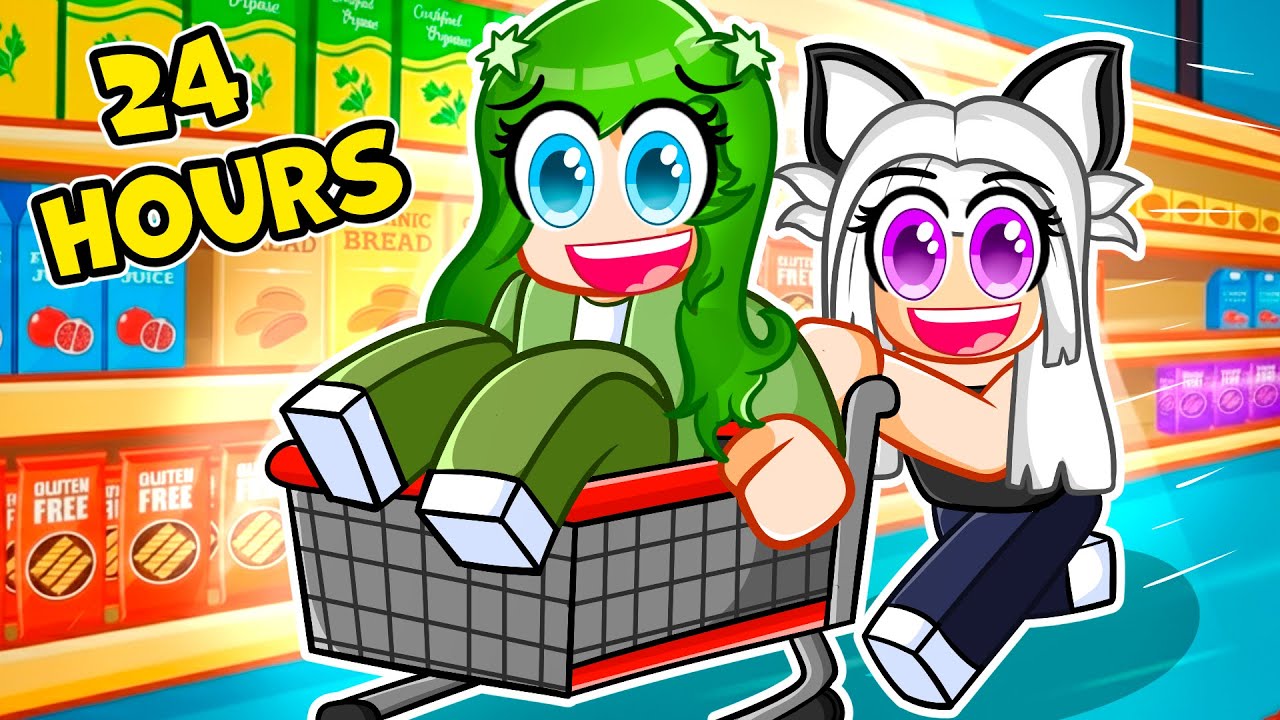 24-HOUR OVERNIGHT AT WALMART IN ROBLOX?! (KICKED OUT)