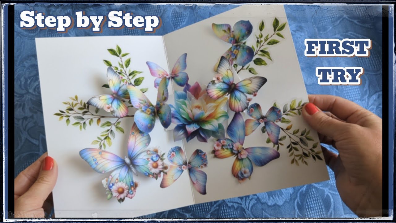 How I made my FIRST card with a rotating mechanism 💕🩵💞. I need your opinion #diycards