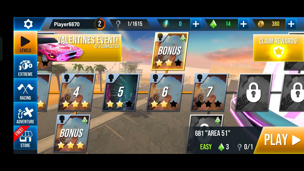 Lagi bermain game nih yang namanya adalah stunt car extreme.