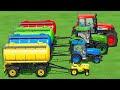 Mini  big tractor  tanker vs deep mud with portal trap  tractors vs muddy parkour fs22