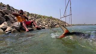 Wow Unbelievable Fishing Method In River Underwater Monster Fish Catching By Chain#fishing