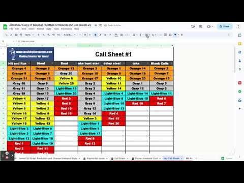 Customizing the size of your Baseball / Softball Armband and Call Sheet