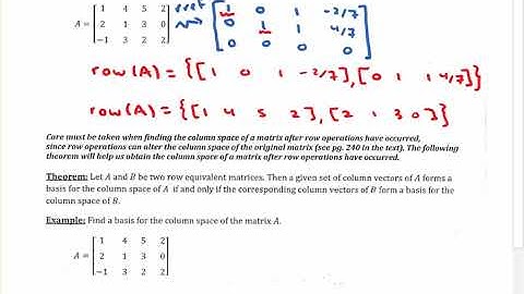 Math 230: Row Space, Column Space, and Null Space (Video 3)