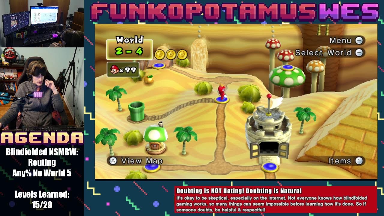 Blindfolded NSMBW: Any% Derust & No W5 Routing