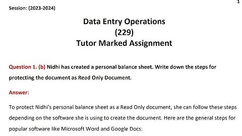 Nios Class 10th Data Entry Operations (229) Solved TMA Solution Session (October 2024)