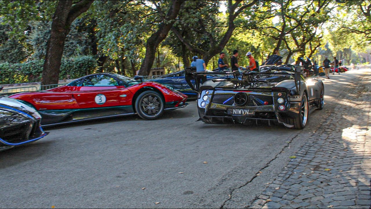 Pagani Raduno 2021 in Rome (cold starts and revs) - Carspotting in Rome