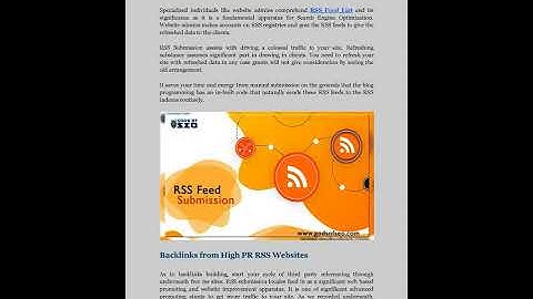 High DA & PR Fee RSS Feed Submission Sites