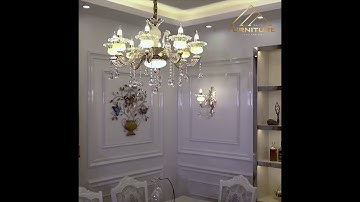 Cận cảnh mẫu đèn chùm pha lê nến phong cách cổ điển sang trọng