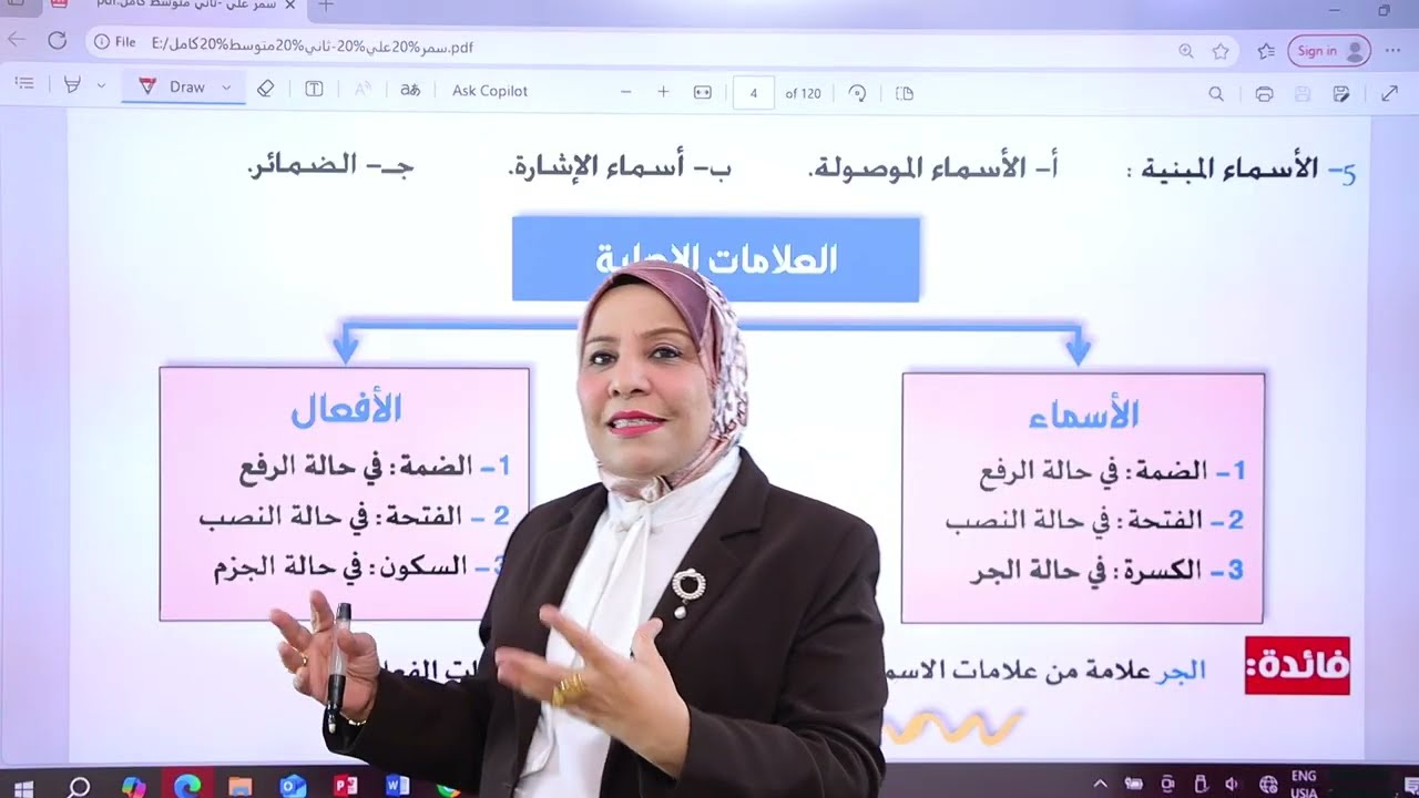 ملخص علامات الاعراب الاصلية والفرعية / للصف الثاني المتوسط / شرح مبسط مع الأمثلة