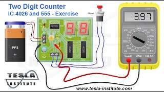 Two Digit Counter IC 4026 and 555 - Exercise