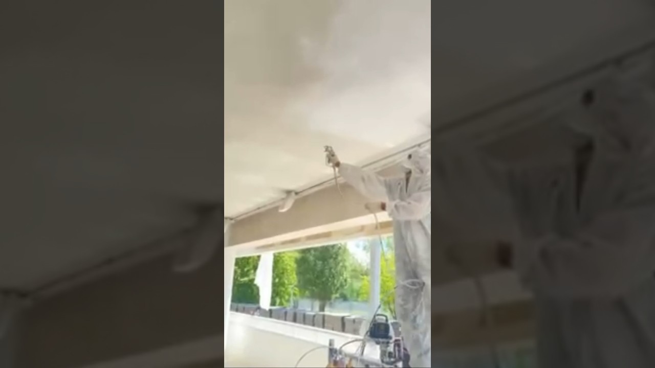 Покраска потолка на паркинге из безвоздушного краскопульта #Schtaer ...