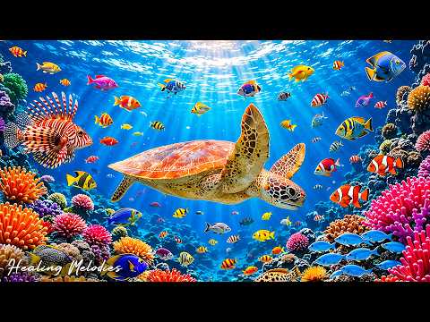Beautiful Relaxing Music for Sleep in an Aquarium 🐠 Tropical Coral Reefs and Marine Life