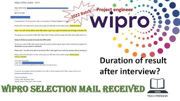 Wipro selection mail 2022 batch march results