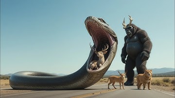 Giant Python Swallows the Deer — But King Kong Arrives Just in Time