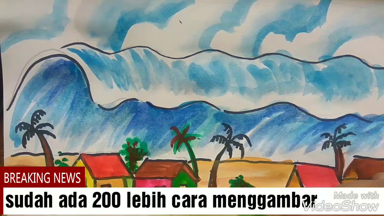 Cara Menggambar Bencana Tsunami How To Draw Tsunami Youtube