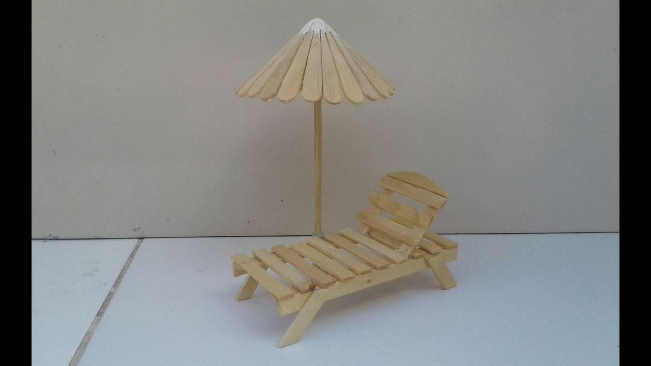 Como fazer guarda sol e espreguiçadeira com palito de picolé