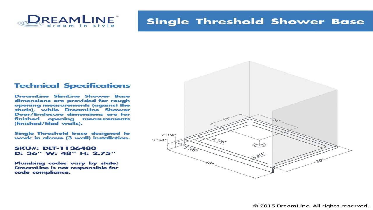 Dreamline Slimline 36 In X 48 Single Threshold Shower Base Dlt Single Threshold Shower Base Dlt 1136480