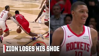 Zion Williamson loses shoe, turns the ball over & gives up points at the other end 😬