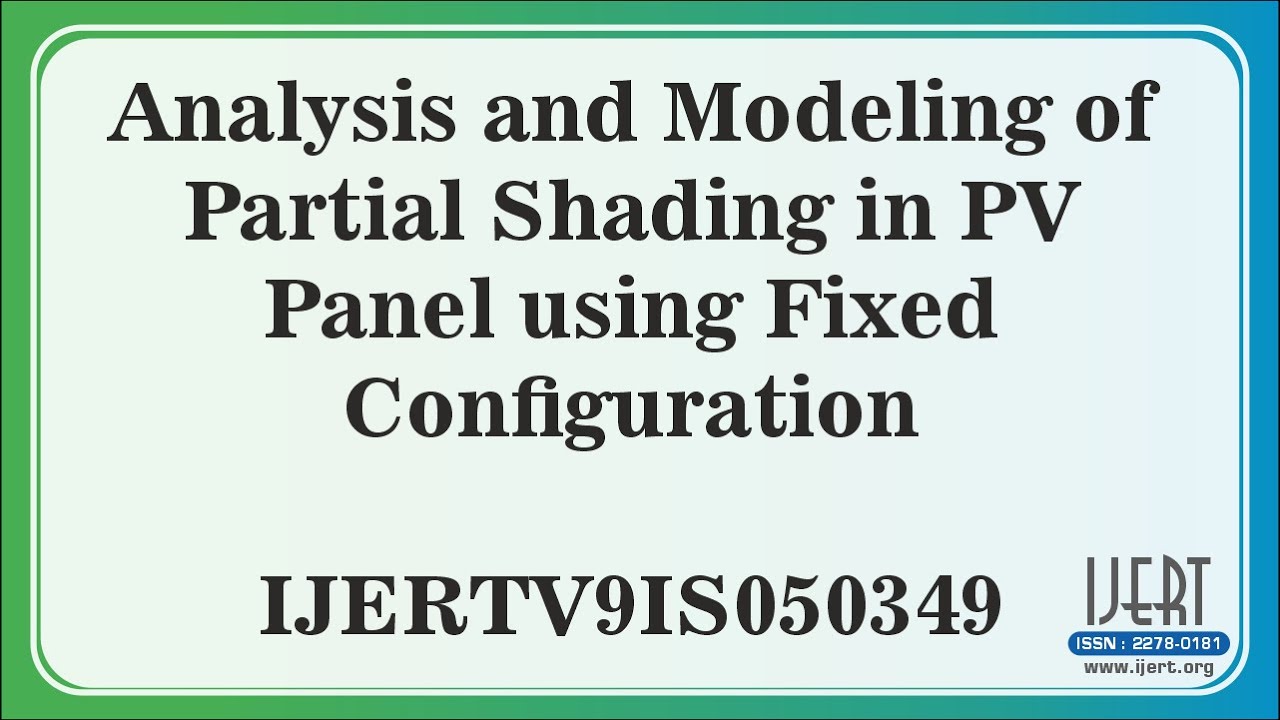 Analysis and Modeling of Partial Shading in PV Panel using Fixed ...