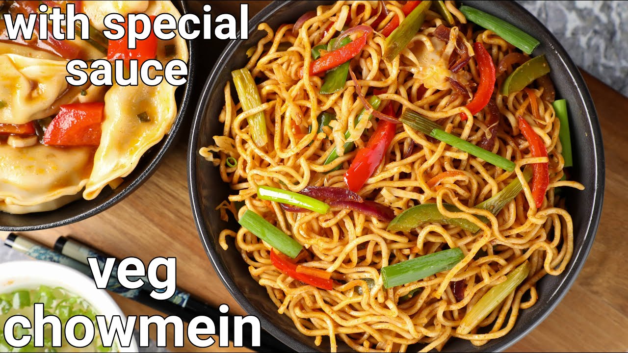 vegetarian chow mein noodles recipe with special spicy chowmein sauce | veg chowmein noodles | Hebbar | Hebbars Kitchen