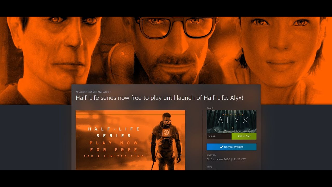 Half-Life Games Free To Play On Steam Ahead Of Alyx Release