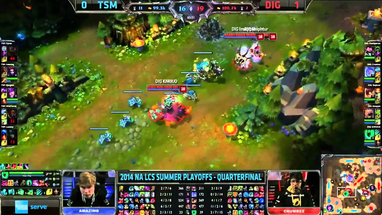 TSM "Amazing" backdoor vs DIG (NA LCS 2014 Summer Playoffs TSM vs DIG)